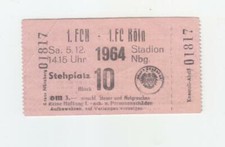 Ticket 1. FC Nürnberg 1. FC Köln 5.12.1964  Bundesliga