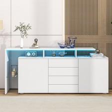 Hochglanz Kommode Sideboard Anrichte mit 4 Schubladen LED Licht Beistellschrank