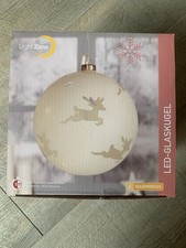 LED Kugel Weihnachten zum Aufhängen, 18 cm, mit Timer, Glas, Batteriebetrieben