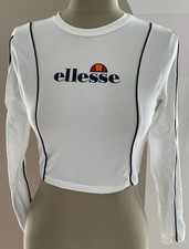 Ellesse Cropped Shirt "Russia" Langarm weiß Gr. 38 Logo
