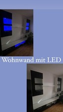 Wohnwand schwarz weiß mit LED, keine Gebrauchsspuren 