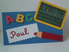 Tischaufsteller blau Schulkind