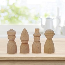 4x Unbemalte Holzfiguren Deko