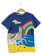 Mini Boden Mädchen T-Shirt Einhorn Regenbogen Blau Gr. 140