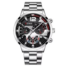 Mode Herren Luxus Edelstahl Quarz Armbanduhr Kalender Business Uhr DEYROS