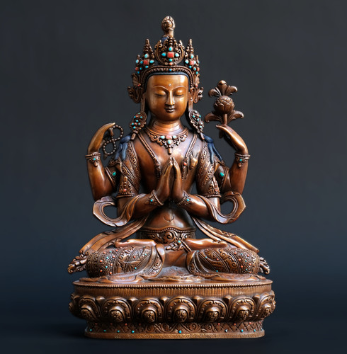 Buddha statue kupfer chenrezig - statue,