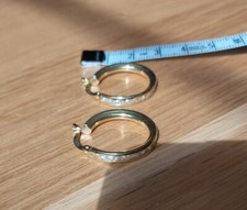 Ohrringe Kreolen Gold 750 Gelbgold Gr. 2 cm Synthetischer DIAMANT 18 Karat 