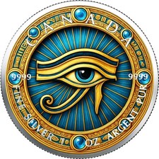 2025 Canada Farbiger Round  Egypt Eye of Horus 1 OZ SILBER - COLOR EDITION