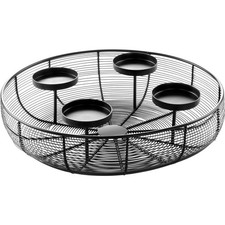 Adventsgesteck Ø 36,5cm schwarz Kerzenhalter Dekoschale Adventskranz Weihnachten