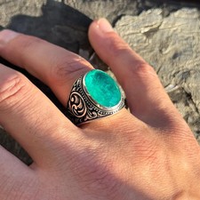 925 Men Silver Aquamarine Ring