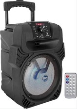 Pyle tragbares DJ-Lautsprechersystem 400 W - 8" Subwoofer USB/MP3/FM/Mikrofon, LED, Fernbedienung
