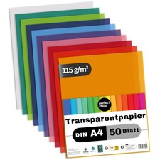 perfect ideaz 50 Blatt Transparentpapier A4 Tracing Paper bunt 10 Farben Basteln