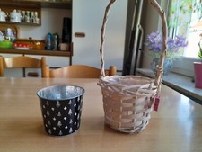 2 Übertopfe, Rattan und Metall, 8 und 11 cm, Nr. 346