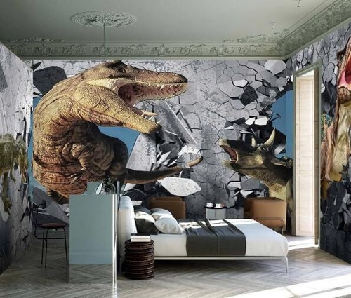 Graue wand dinosaurier - 3d,