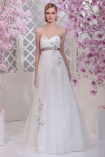 Designer Brautkleid  Tüll Satin   A-Linie Ivory  Cappuccino Gr. 40 NEU***