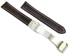 Uhrenarmband Leder mit Edelstahl Faltschließe schwarz braun blau / 40