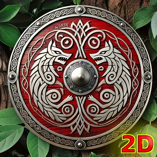 Wikinger schild rot wolf - wikinger,