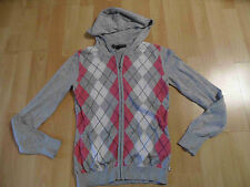 HILFIGER schöne Kapuzenstrickjacke Rautenmuster Gr. XS TOP  ZT316