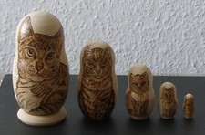 Russische Matroschka, Babuschka, Katzen-Matrjoschka! 5 Puppen! GESCHENKIDEE!!