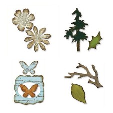 2 Stanzschablone Blätter Blüten Baum Schmetterling  Tim Holz Mini Movers Sizzix