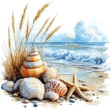 Wandbild Strand Muscheln Meer