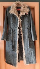 gebraucht - KHUJO lange Damen Winter Jacke Mantel + Kunstfell  Gr. M Jeans Blau