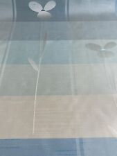 Gardinen Vorhänge Schal Stoffe Meterware blau beige Höhe 1,50 m Quadrate Blumen