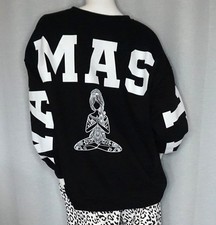 Oversized Sweater Sweat Shirt Namaste Schwarz Weiss Yoga 38,40,42,44 Neu
