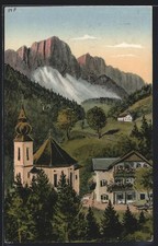 Ansichtskarte Maria Gern, Gasthof Gern neben der Wallfahrtskirche Maria Gern 