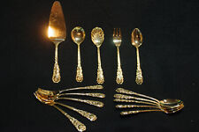 15 teiliges Kaffeebesteck vergoldet Motiv Rose