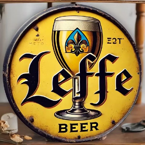 Blechschild rund leffe bier - blechschild,