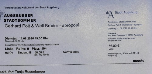 Ticket gerhard polt augsburg - gerhard, polt/augsburg