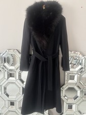 Zara Mantel ZARA WOLLMANTEL MIT KUNSTFELL REVERSKRAGEN Schwarz Größe Xl