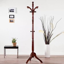 Garderobenständer Massivholz freistehende Garderobe Antik Kleiderständer 9 Haken