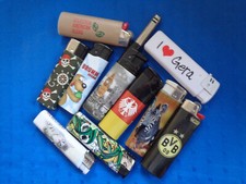 10 gebrauchte Feuerzeuge u.a. mit Werbung