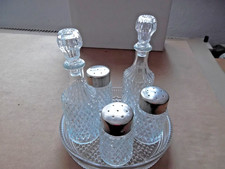 DDR  -  Menage  Salz - Pfeffer  - Essig  - Öl  aus  Glas  alles  Ganz  -