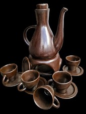 Mokka Service Keramik braun 12 Teile 70er appetitlich neuwertig dekorativ