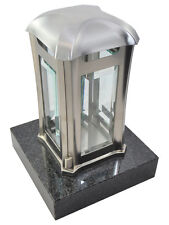 Grablaterne Edelstahl Granit montiert wetterfest Facettenglas sofort aufstellbar