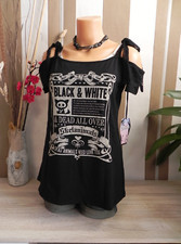 EMP Skelanimals T-Shirt mit Spitze + Schleifen Black & White Gothic Gr. 38 40 L