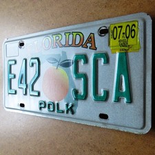 FLORIDA Altes Blech Nummernschild um 1985 PERFEKT US License Plate E42 SCA POLK