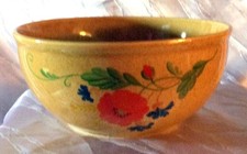 VEB Torgau Schüssel Steingut Keramik Blumen Dekor Gr. 2 Ostalgie-Senffarbend