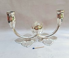 Vintage Quist ?? Kerzenleuchter 2 flammig mit Glas Einsatz Vase Kerzen Ständer