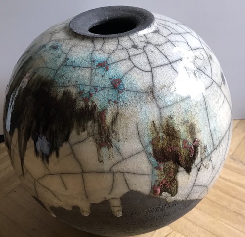 Sehr große raku kugelvase - raku,