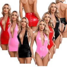 DE Damen Wetlook Minikleid