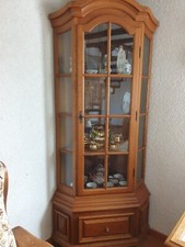 Eck-Vitrine für Ess-/Wohnzimmer , Glas und Eiche  - rustikal
