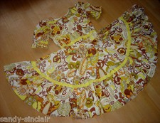 50er Jahre 50s SQUARE DANCE KLEID für Petticoat Fantasy gelb braun Samtborte USA