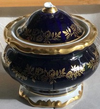 Weimar Porzellan Echt Kobalt Deckeldose | Golddekor Handarbeit | Sammlerstück