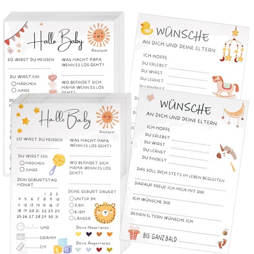 Babyparty spiele karten set - babyparty,