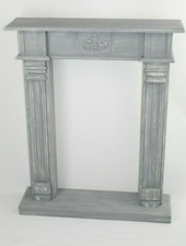 Kaminumrandung grau Shabby, Dekokamin grau, Kamin, Kaminkonsole, Kaminumbau