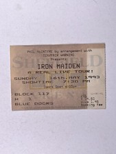 Iron Maiden Ticket A Real Live Tour Orig Sheffield Arena Sonntag 16. Mai 1993